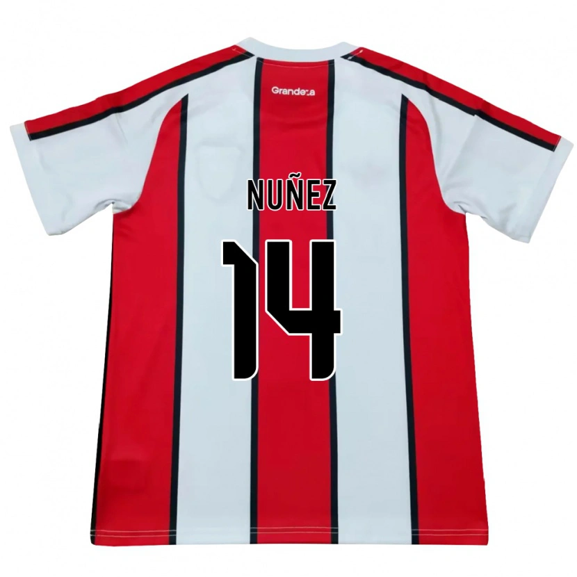 Danxen Criança Camisola Elias Nuñez #14 Branco Vermelho Preto Alternativa 2026/27 Camisa Brasil