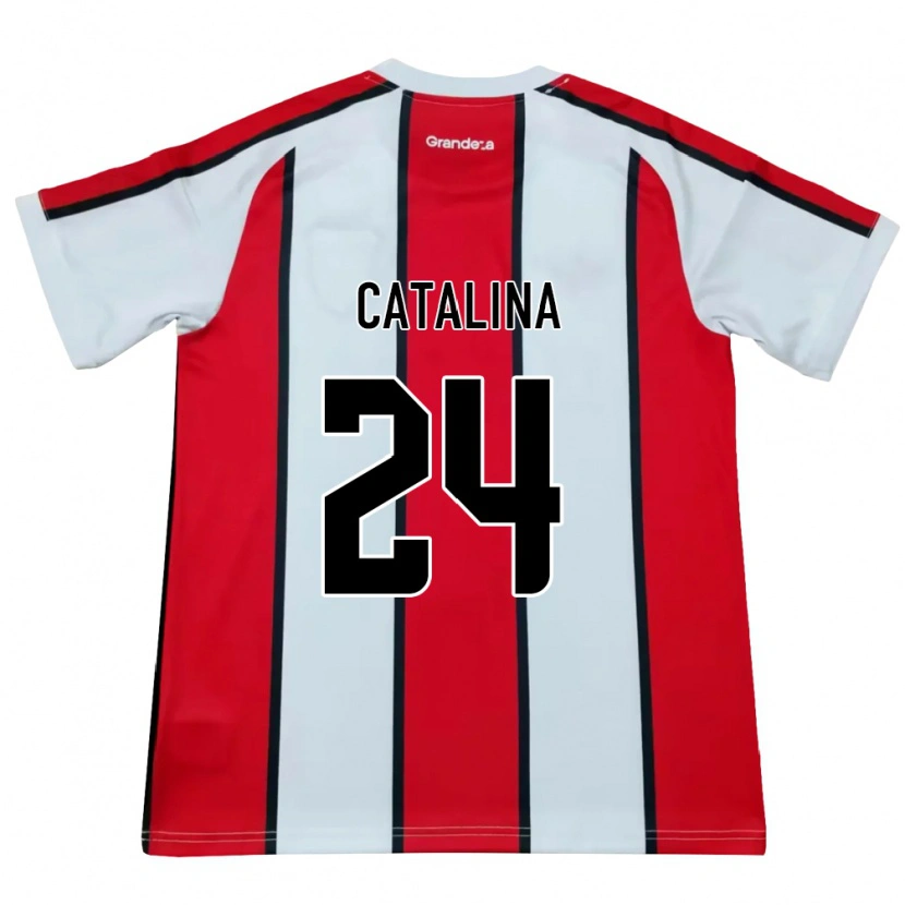 Danxen Criança Camisola Catalina Julia Primo #24 Branco Vermelho Preto Alternativa 2026/27 Camisa Brasil