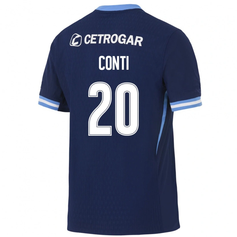 Danxen Criança Camisola Germán Conti #20 Azul Real Azul Claro Branco Alternativa 2026/27 Camisa Brasil