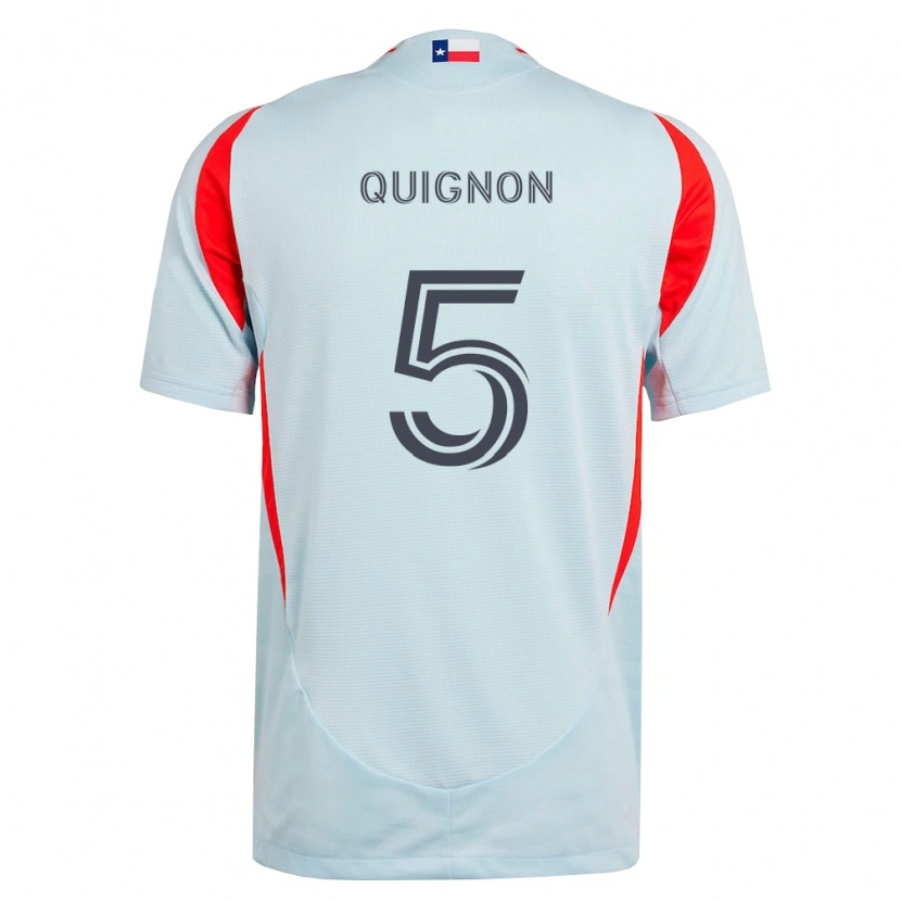 Danxen Criança Camisola Facundo Quignón #5 Cinza Escuro Branco Vermelho Alternativa 2026/27 Camisa Brasil
