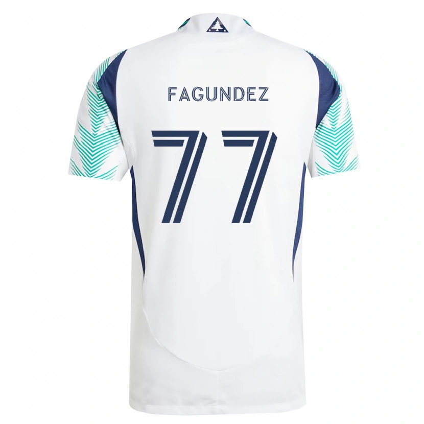 Danxen Criança Camisola Diego Fagúndez #77 Branco Azul Marinho Verde Claro Alternativa 2026/27 Camisa Brasil