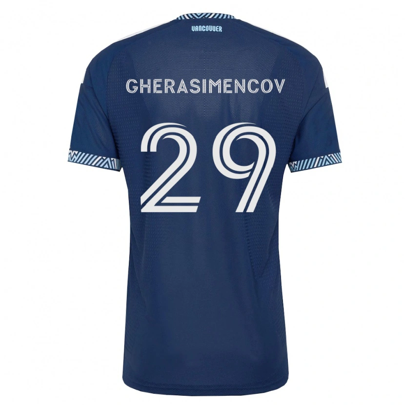 Danxen Criança Camisola Mihail Gherasimencov #29 Azul Profundo Branco Alternativa 2026/27 Camisa Brasil