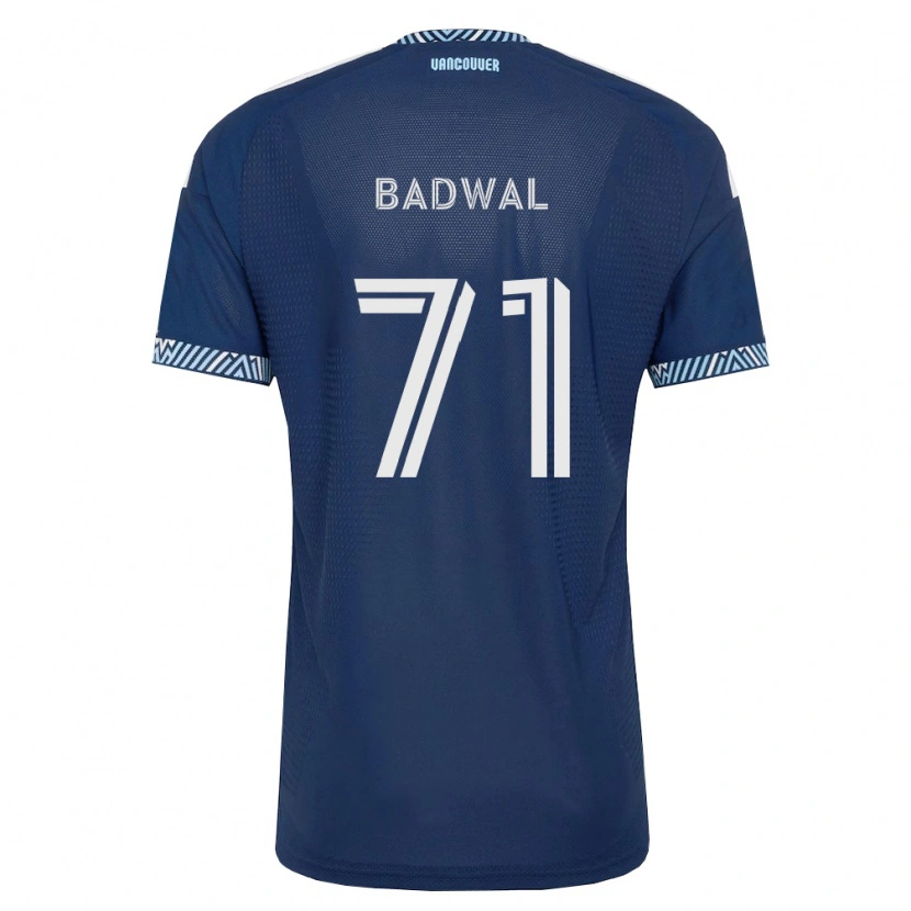 Danxen Criança Camisola Manav Badwal #71 Azul Profundo Branco Alternativa 2026/27 Camisa Brasil