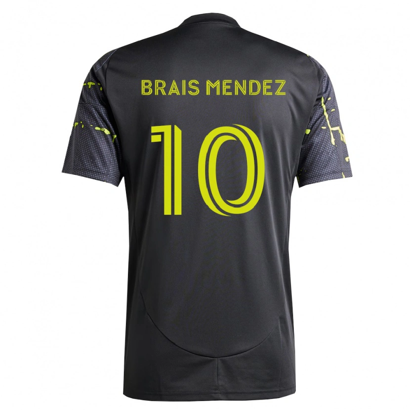 Danxen Criança Camisola Brais Méndez #10 Amarelo Fluorescente Preto Alternativa 2026/27 Camisa Brasil