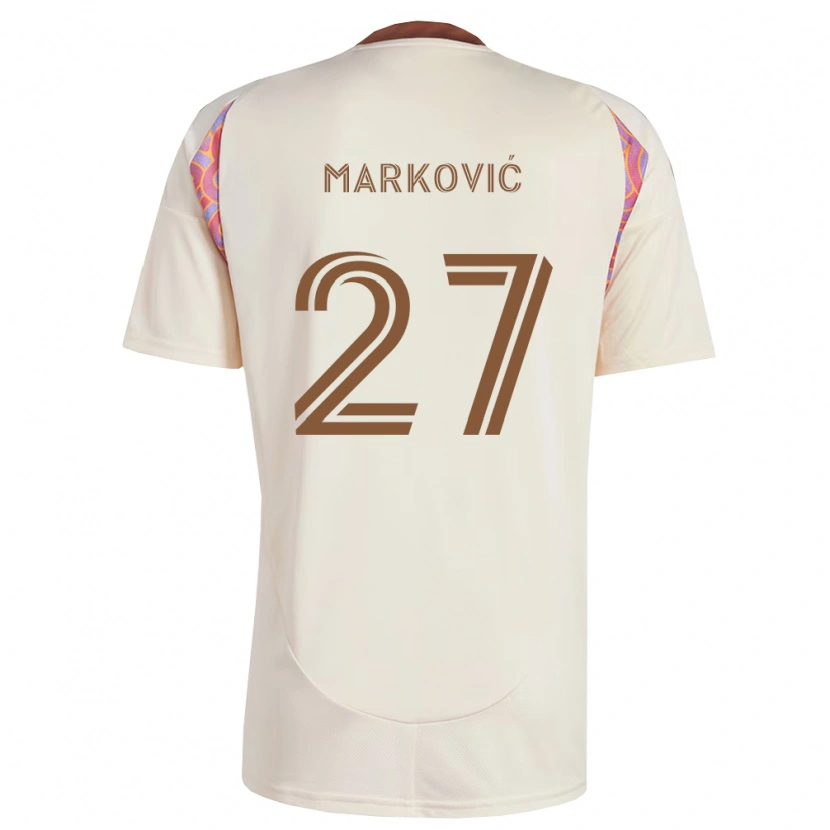 Danxen Criança Camisola Nikola Marković #27 Rosa Off-White Alternativa 2026/27 Camisa Brasil