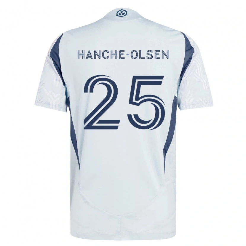Danxen Criança Camisola Andreas Hanche-Olsen #25 Azul Branco Cinza Alternativa 2026/27 Camisa Brasil