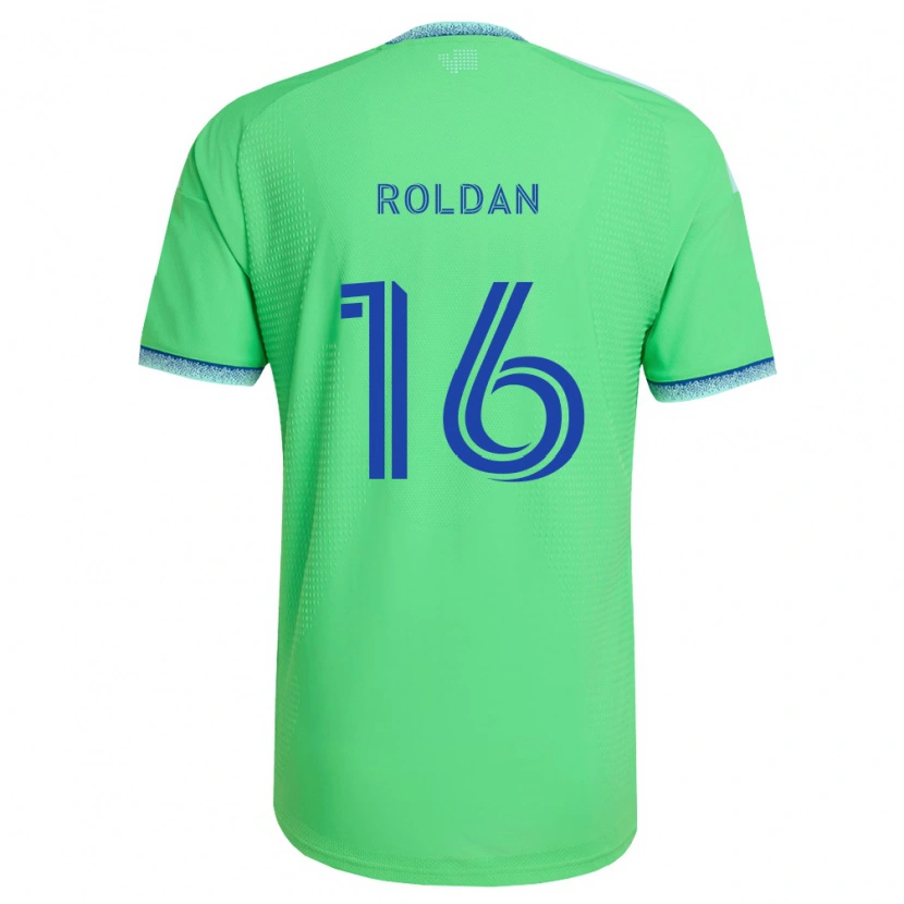 Danxen Homem Camisola Álex Roldán #16 Verde Azul Claro Principal 2026/27 Camisa Brasil