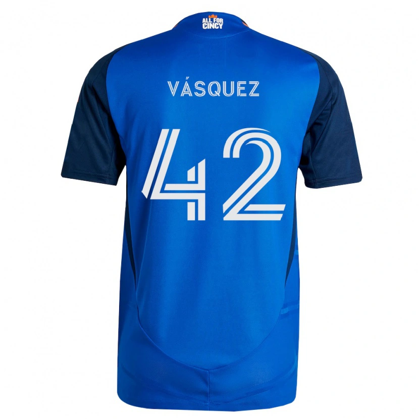 Danxen Homem Camisola Mathías Vásquez #42 Azul Real Laranja Principal 2026/27 Camisa Brasil