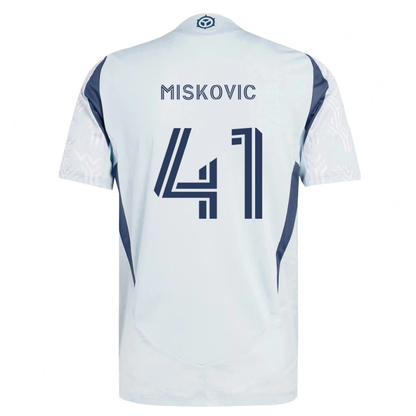 Danxen Homem Camisola Mihajlo Miskovic #41 Azul Branco Cinza Alternativa 2026/27 Camisa Brasil