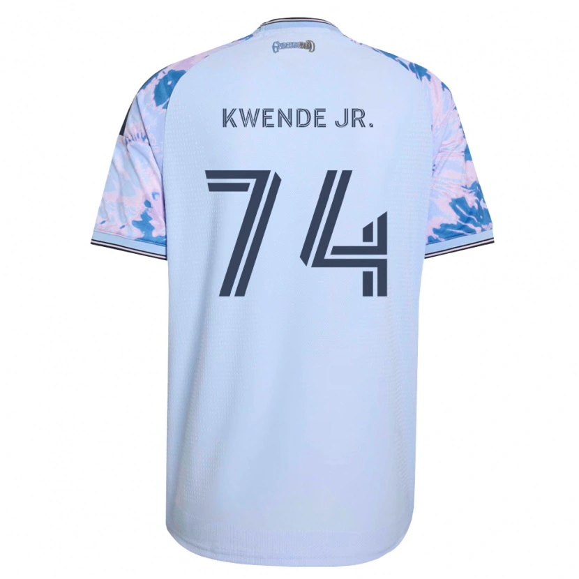 Danxen Homem Camisola Martin Kwende Jr. #74 Azul Real Branco Preto Alternativa 2026/27 Camisa Brasil