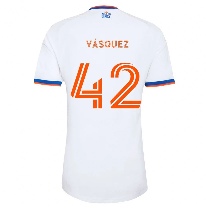 Danxen Homem Camisola Mathías Vásquez #42 Branco Azul Marinho Laranja Alternativa 2026/27 Camisa Brasil