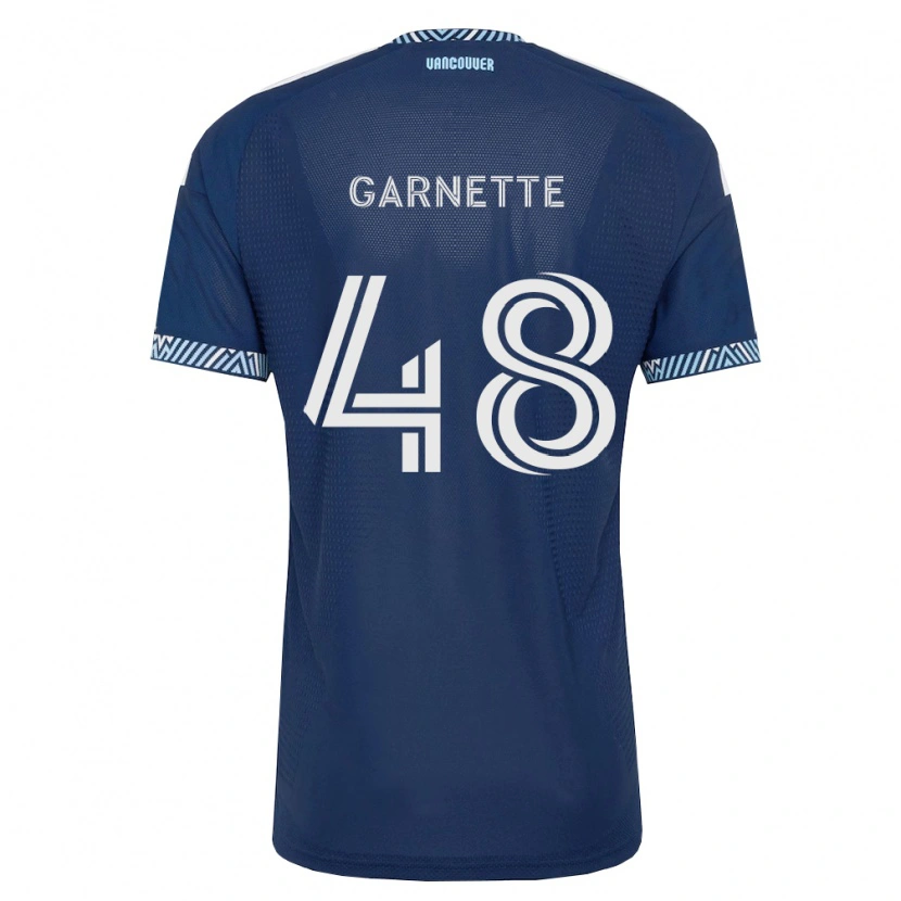 Danxen Homem Camisola Micaah Garnette #48 Azul Profundo Branco Alternativa 2026/27 Camisa Brasil