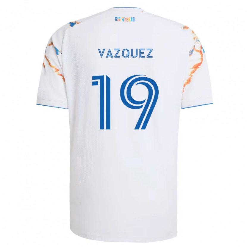Danxen Homem Camisola David Vazquez #19 Branco Laranja Azul Alternativa 2026/27 Camisa Brasil