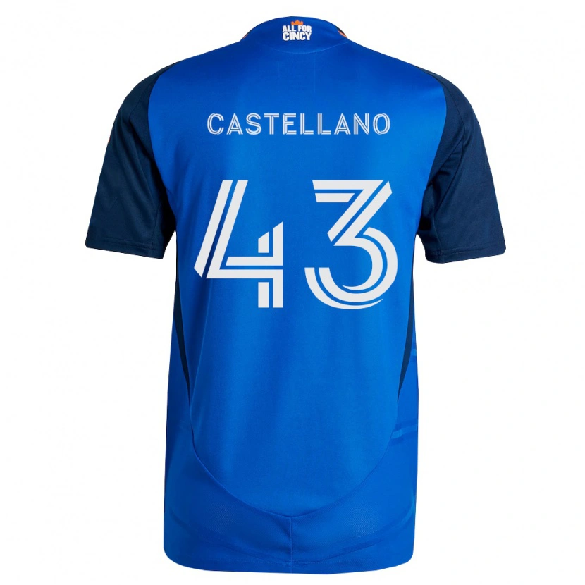 Danxen Mulher Camisola Jesús Castellano #43 Azul Real Laranja Principal 2026/27 Camisa Brasil
