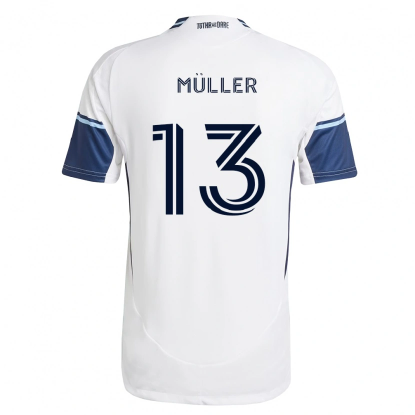 Danxen Mulher Camisola Thomas Müller #13 Branco Azul Real Principal 2026/27 Camisa Brasil
