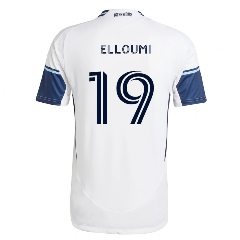 Danxen Mulher Camisola Rayan Elloumi #19 Branco Azul Real Principal 2026/27 Camisa Brasil