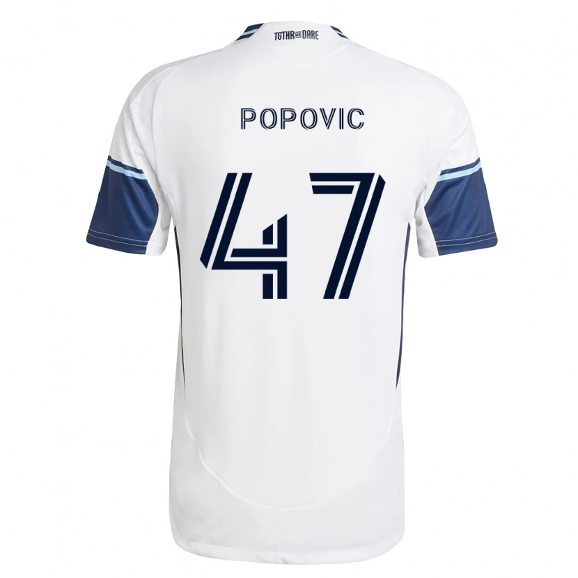 Danxen Mulher Camisola Marko Popović #47 Branco Azul Real Principal 2026/27 Camisa Brasil