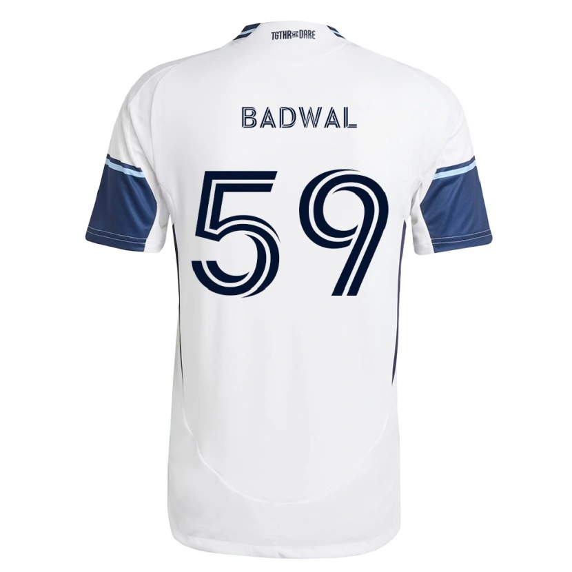 Danxen Mulher Camisola Jeevan Badwal #59 Branco Azul Real Principal 2026/27 Camisa Brasil