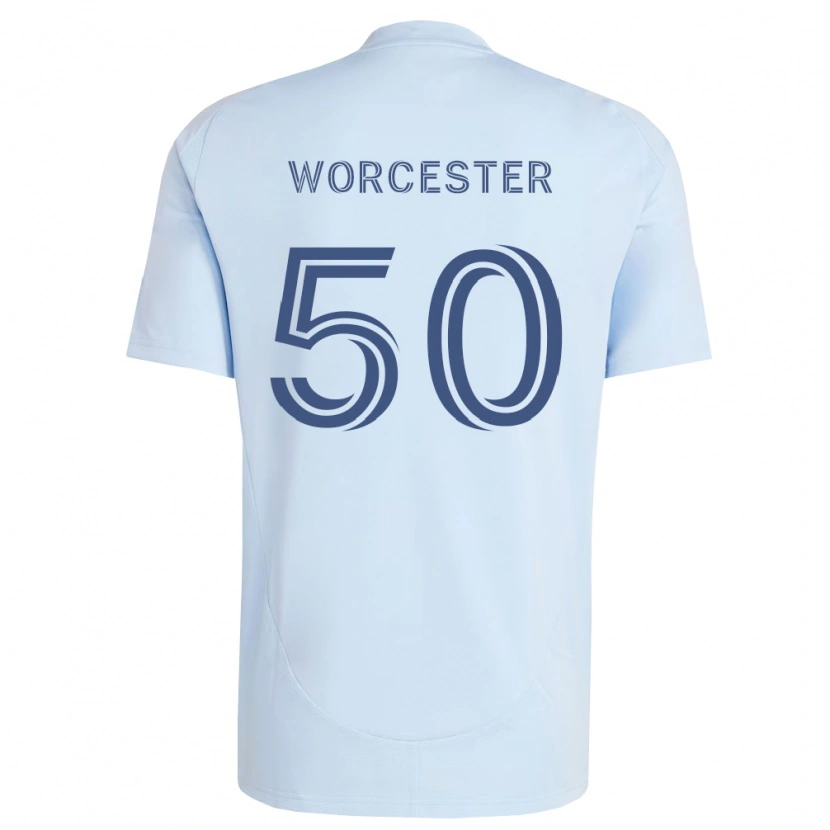 Danxen Mulher Camisola Sam Worcester #50 Azul Claro Cinza Claro Principal 2026/27 Camisa Brasil