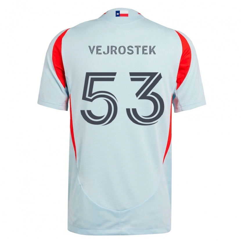 Danxen Mulher Camisola Liam Vejrostek #53 Cinza Escuro Branco Vermelho Alternativa 2026/27 Camisa Brasil