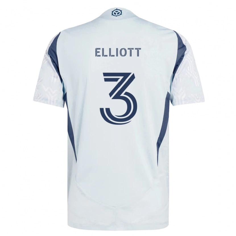 Danxen Mulher Camisola Jack Elliott #3 Azul Branco Cinza Alternativa 2026/27 Camisa Brasil