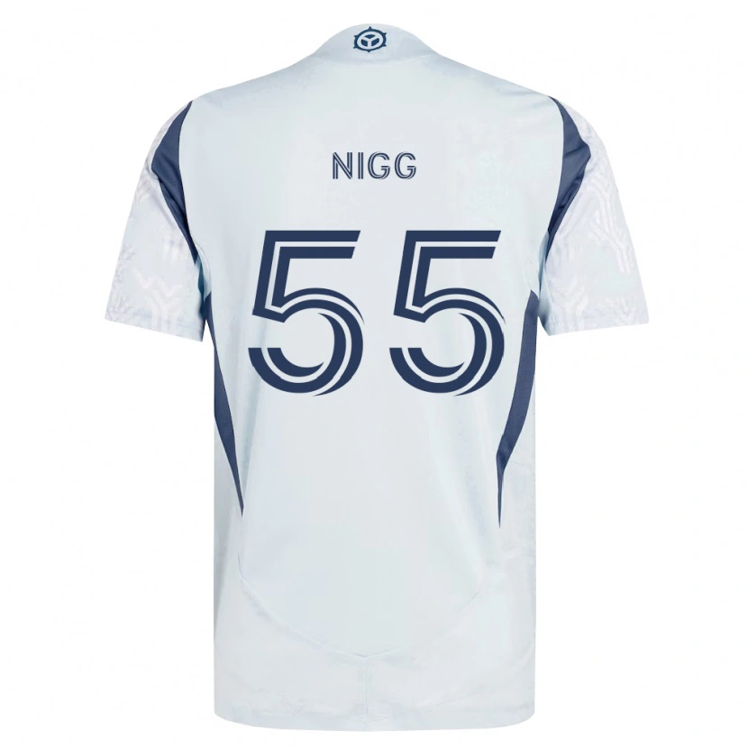 Danxen Mulher Camisola Damian Nigg #55 Azul Branco Cinza Alternativa 2026/27 Camisa Brasil