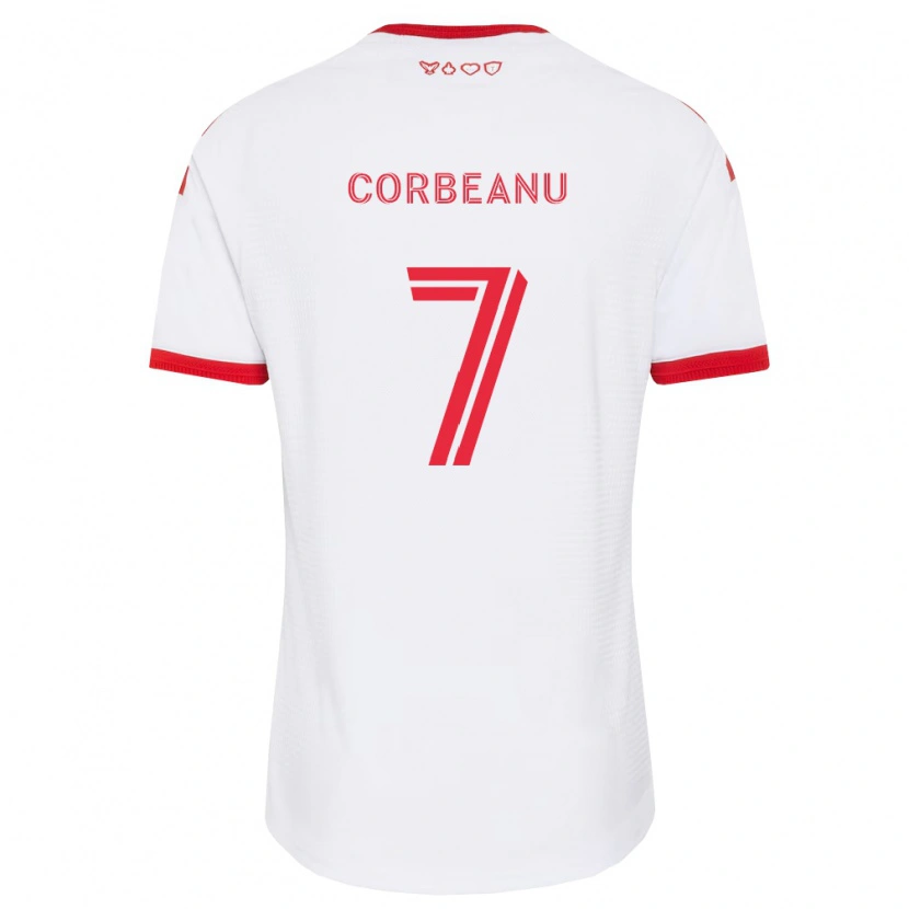 Danxen Mulher Camisola Theo Corbeanu #7 Branco Vermelho Preto Alternativa 2026/27 Camisa Brasil