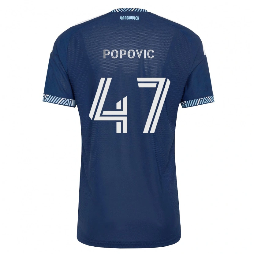 Danxen Mulher Camisola Marko Popović #47 Azul Profundo Branco Alternativa 2026/27 Camisa Brasil