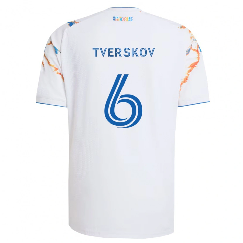 Danxen Mulher Camisola Jeppe Tverskov #6 Branco Laranja Azul Alternativa 2026/27 Camisa Brasil