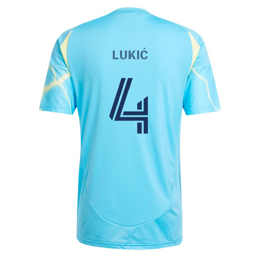 Danxen Mulher Camisola Jovan Lukić #4 Azul Claro Preto Amarelo Claro Alternativa 2026/27 Camisa Brasil
