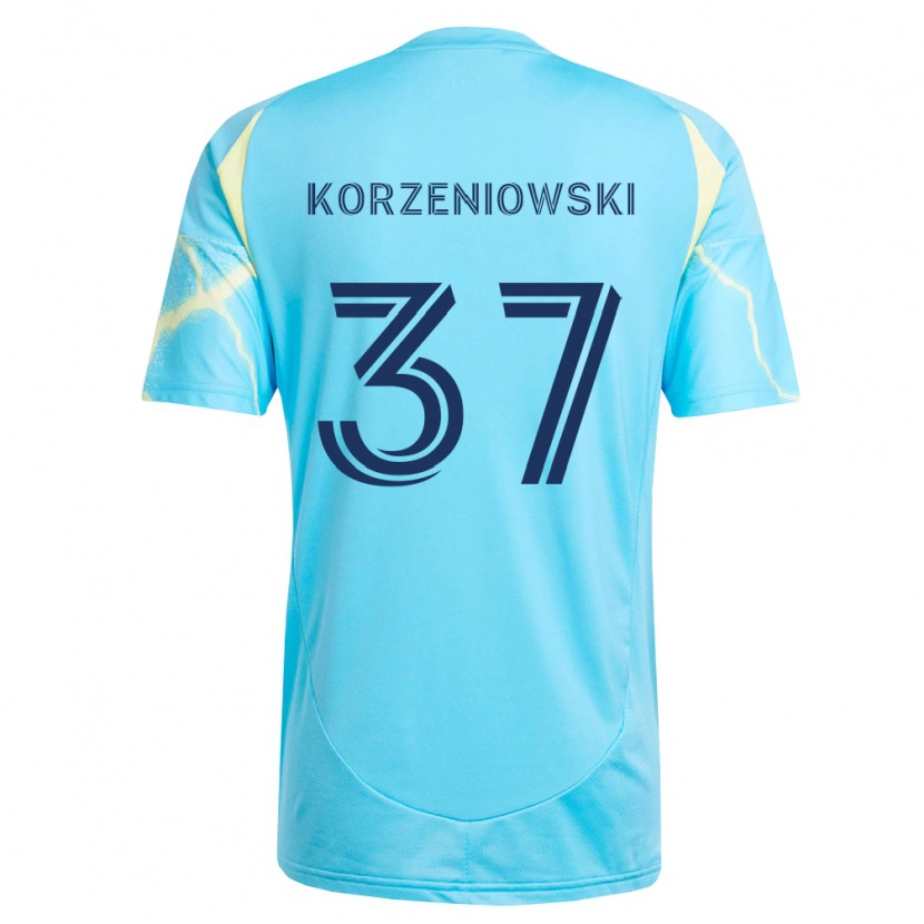 Danxen Mulher Camisola Stas Korzeniowski #37 Azul Claro Preto Amarelo Claro Alternativa 2026/27 Camisa Brasil