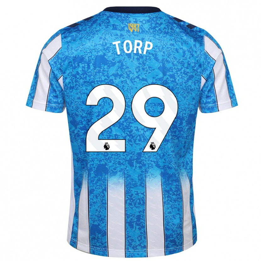 Danxen Criança Camisola Victor Torp #29 Branco Azul Laranja Principal 2026/27 Camisa Brasil