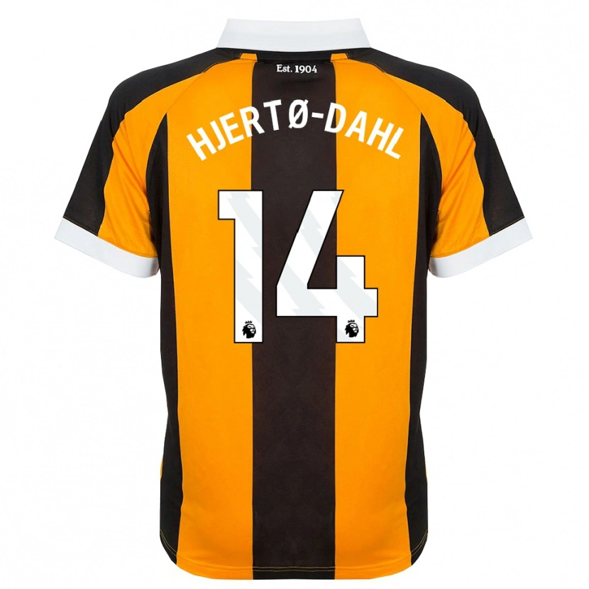 Danxen Criança Camisola Jens Hjertø-Dahl #14 Laranja Preto Branco Principal 2026/27 Camisa Brasil