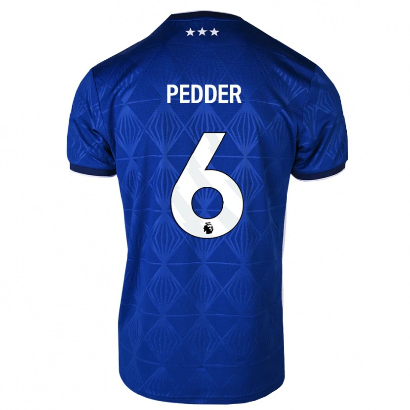 Danxen Criança Camisola Indiana Pedder #6 Azul Médio Branco Vermelho Principal 2026/27 Camisa Brasil