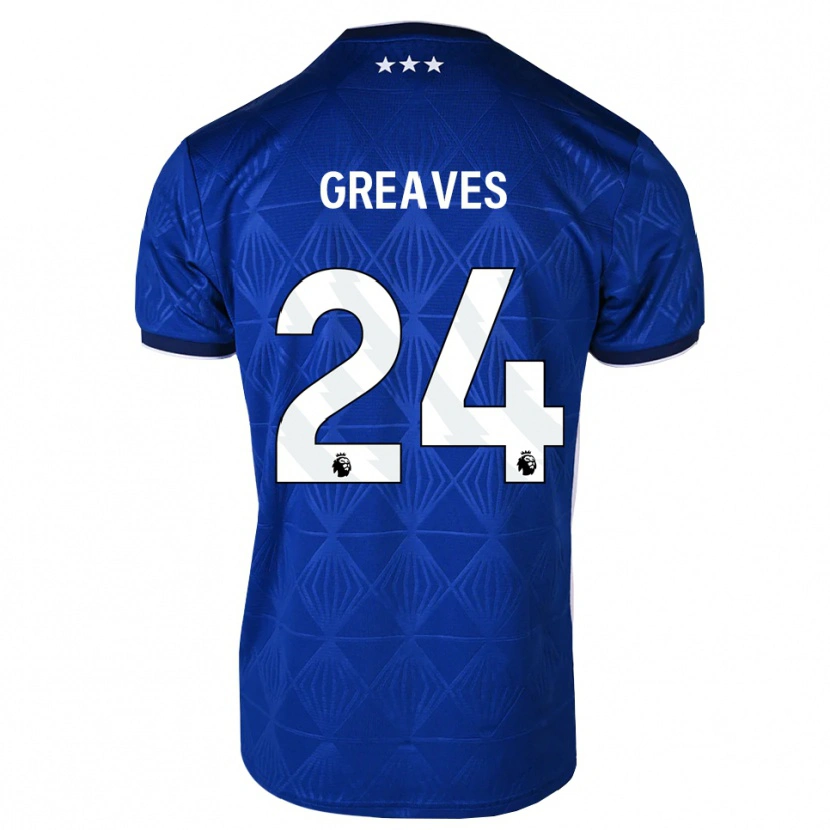 Danxen Criança Camisola Jacob Greaves #24 Azul Médio Branco Vermelho Principal 2026/27 Camisa Brasil