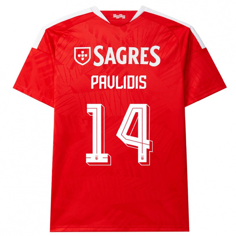 Danxen Criança Camisola Vangelis Pavlidis #14 Vermelho Branco Amarelo Principal 2026/27 Camisa Brasil
