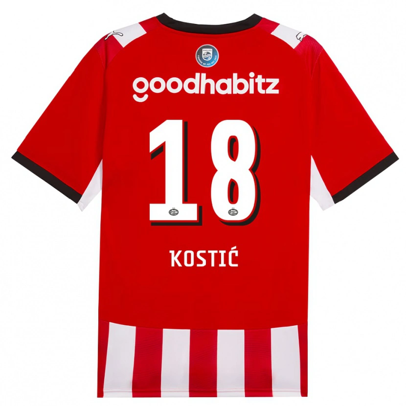 Danxen Criança Camisola Filip Kostic #18 Vermelho Branco Preto Principal 2026/27 Camisa Brasil