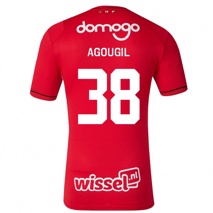 Danxen Criança Camisola Oualid Agougil #38 Vermelho Branco Preto Principal 2026/27 Camisa Brasil