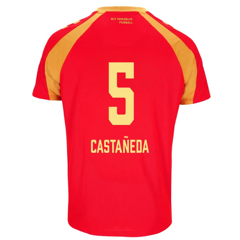 Danxen Criança Camisola Santiago Castañeda #5 Vermelho Laranja Preto Alternativa 2026/27 Camisa Brasil