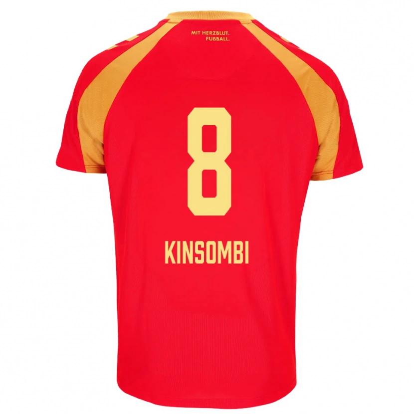 Danxen Criança Camisola David Kinsombi #8 Vermelho Laranja Preto Alternativa 2026/27 Camisa Brasil