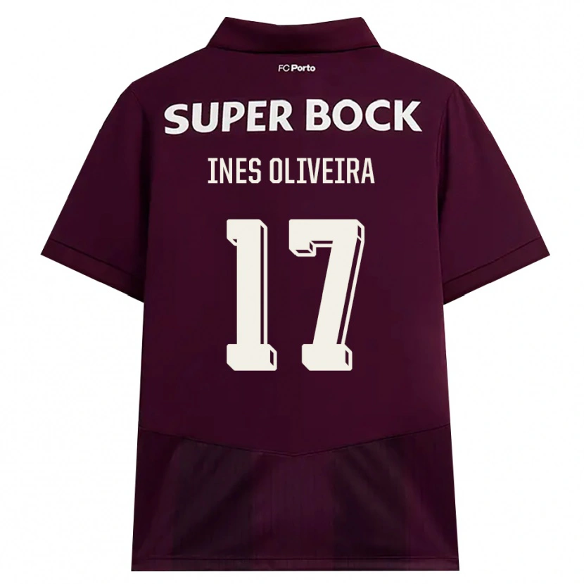 Danxen Criança Camisola Inês Oliveira #17 Borgonha Branco Alternativa 2026/27 Camisa Brasil