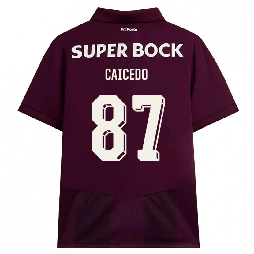 Danxen Criança Camisola Brayan Caicedo #87 Borgonha Branco Alternativa 2026/27 Camisa Brasil