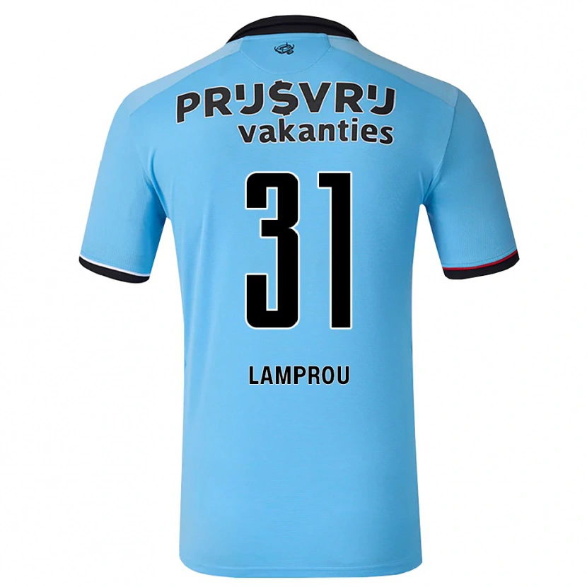 Danxen Criança Camisola Kostas Lamprou #31 Deepskyblue Preto Vermelho Alternativa 2026/27 Camisa Brasil