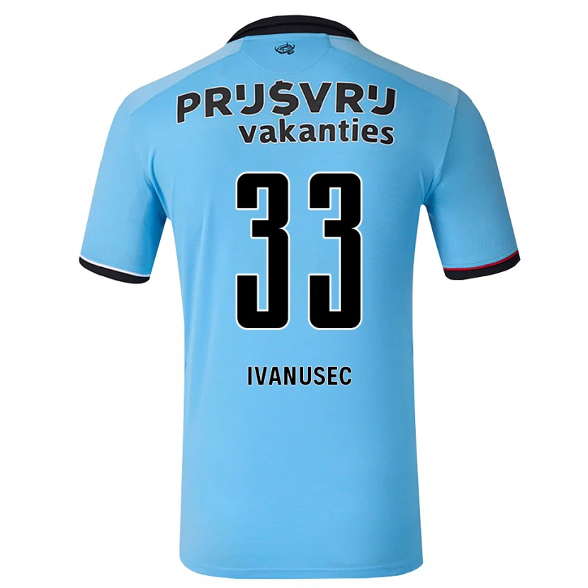 Danxen Criança Camisola Luka Ivanušec #33 Deepskyblue Preto Vermelho Alternativa 2026/27 Camisa Brasil