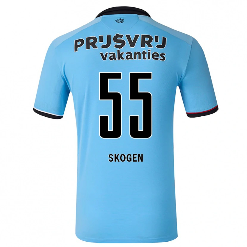 Danxen Criança Camisola Sondre Skogen #55 Deepskyblue Preto Vermelho Alternativa 2026/27 Camisa Brasil