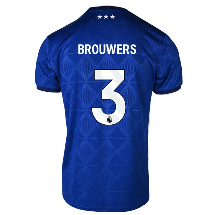 Danxen Homem Camisola Steve Brouwers #3 Azul Médio Branco Vermelho Principal 2026/27 Camisa Brasil