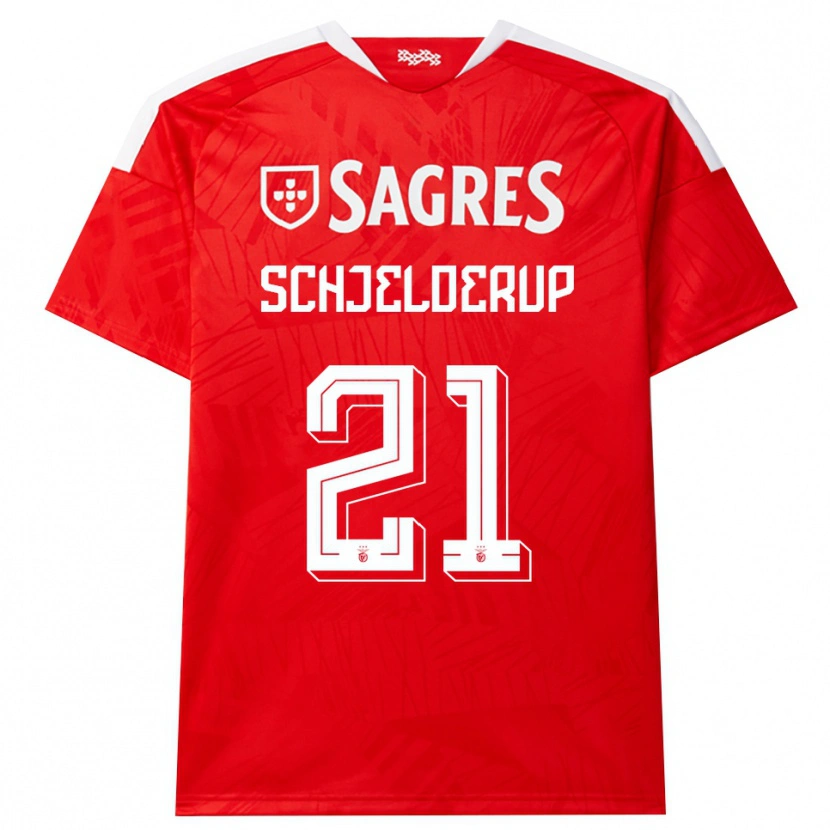 Danxen Homem Camisola Andreas Schjelderup #21 Vermelho Branco Amarelo Principal 2026/27 Camisa Brasil