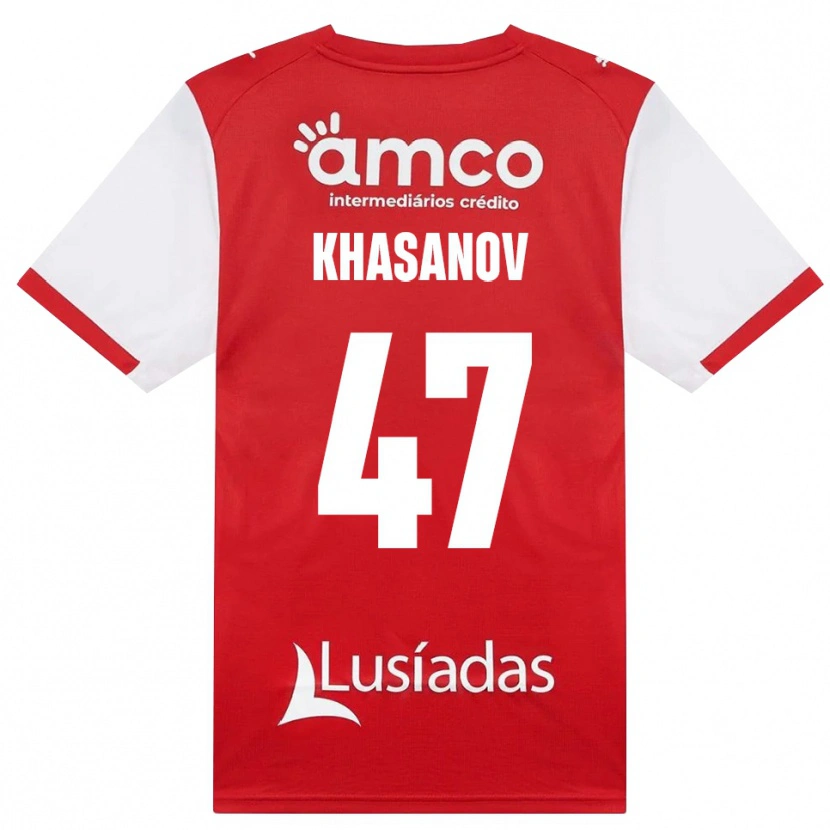 Danxen Homem Camisola Sadriddin Khasanov #47 Branco Vermelho Preto Principal 2026/27 Camisa Brasil
