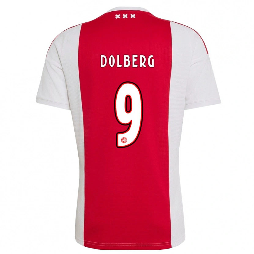 Danxen Homem Camisola Kasper Dolberg #9 Vermelho Branco Amarelo Principal 2026/27 Camisa Brasil