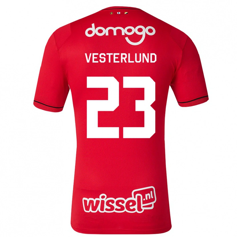 Danxen Homem Camisola Niklas Vesterlund #23 Vermelho Branco Preto Principal 2026/27 Camisa Brasil